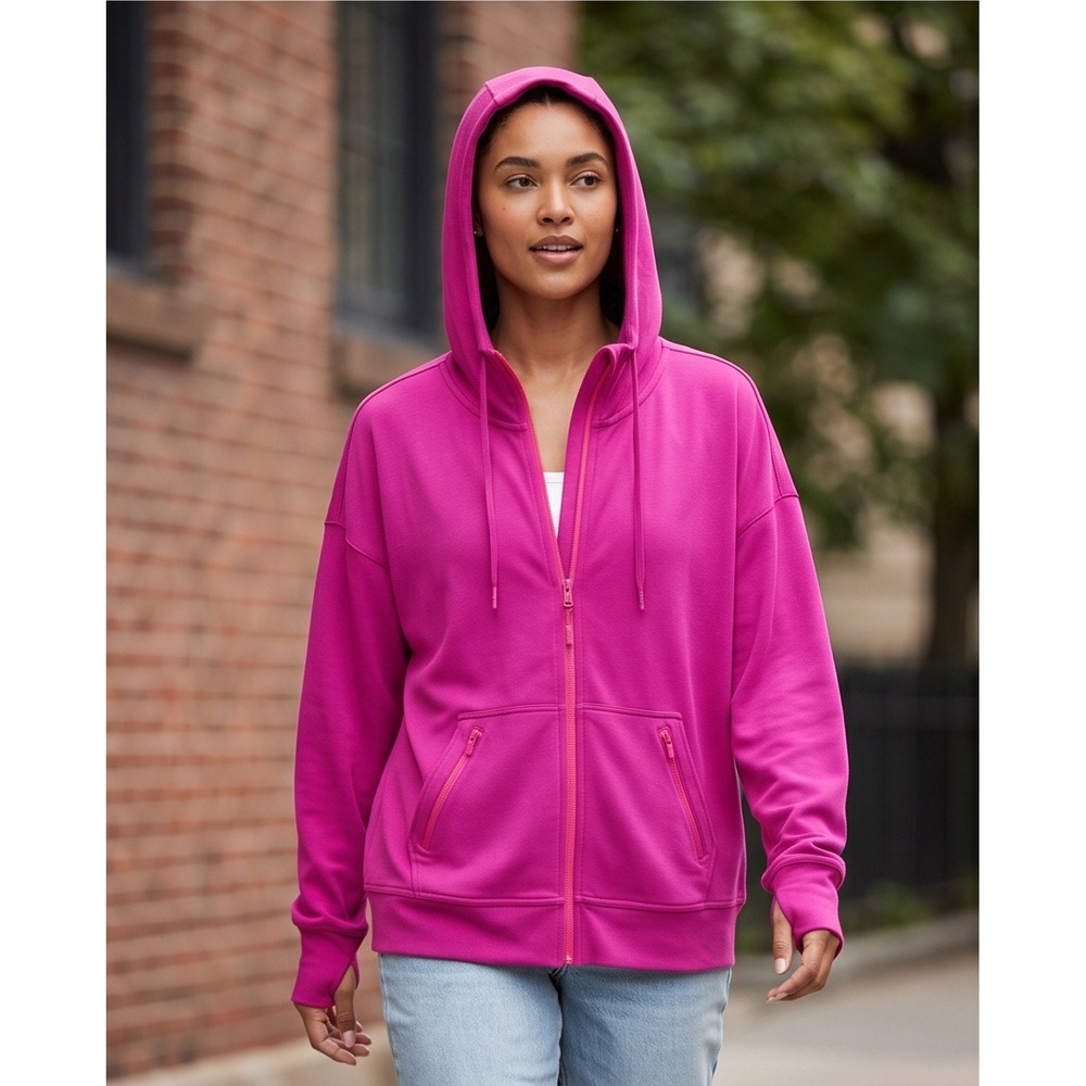Belle by Kim Gravel Women XL‎ Pink Full Zip Hooded Sweatshirt Jacket